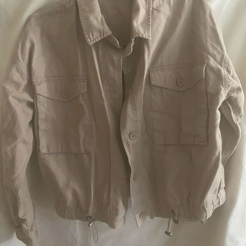 No Boundaries Beige Button-Up Jacket